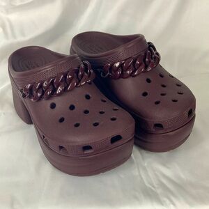 Crocs Siren Chain Clog Dark Cherry Purple Women Size 8 platform Slip On Shoes